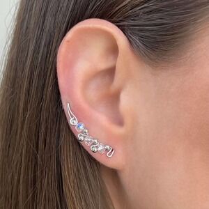 CRYSTALS  EAR CLIMBERS - STERLING SILVER 925